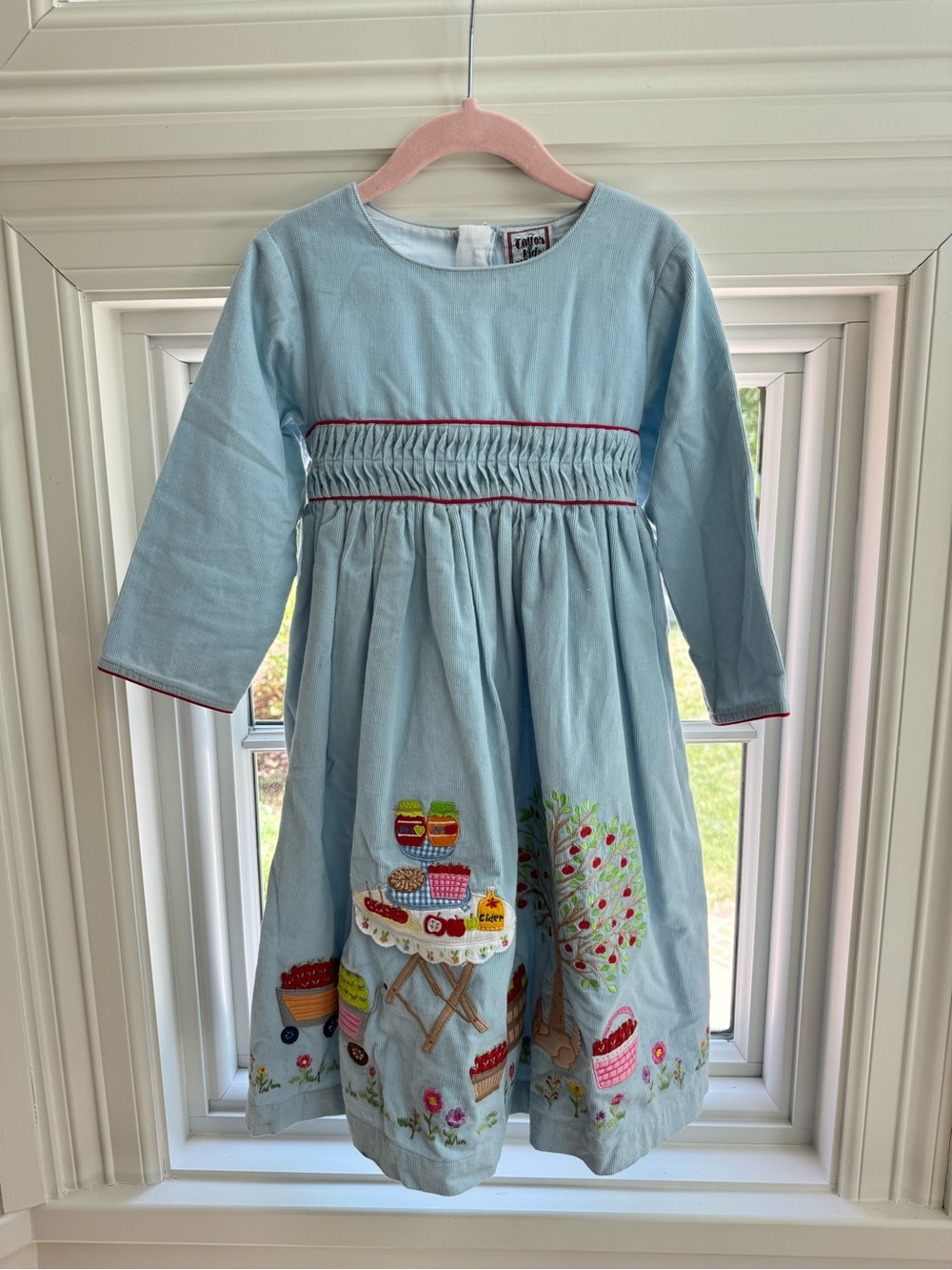 Light Blue Embroidered Picnic Kids Dress